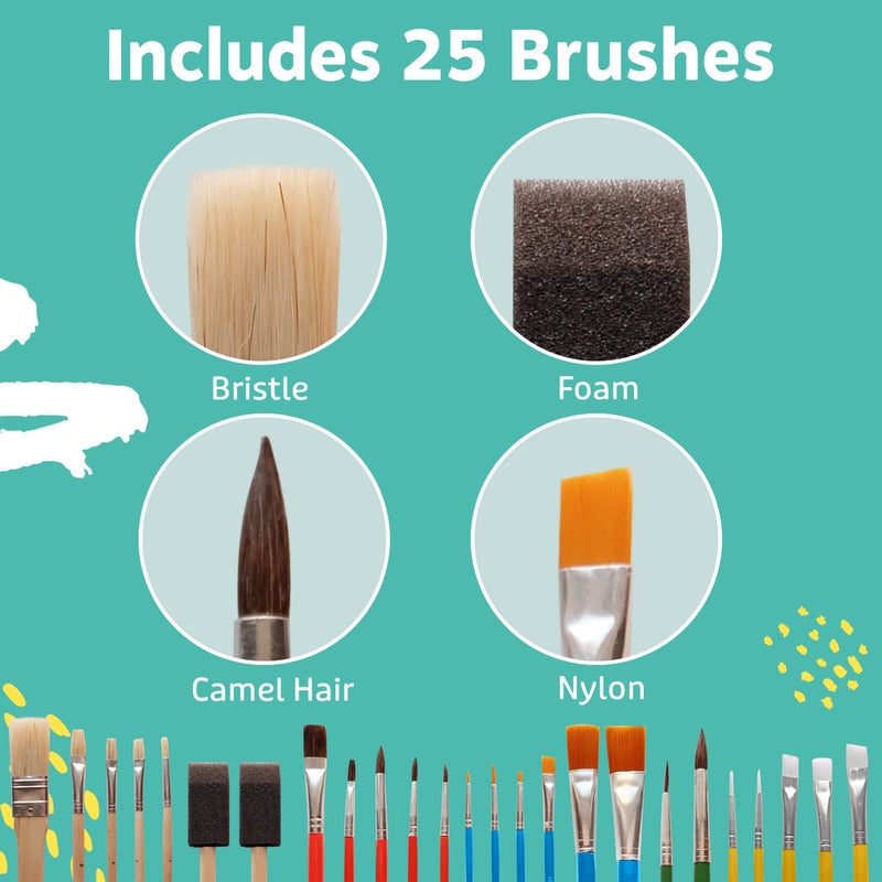 Artlicious Foam Brushes Wood Handle Paint Brush Set - Use with Craft, Watercolor, Oil, Gouache Paints, Face Art, Washable Paints, Miniature Detailing and Rock Painting - Image 3